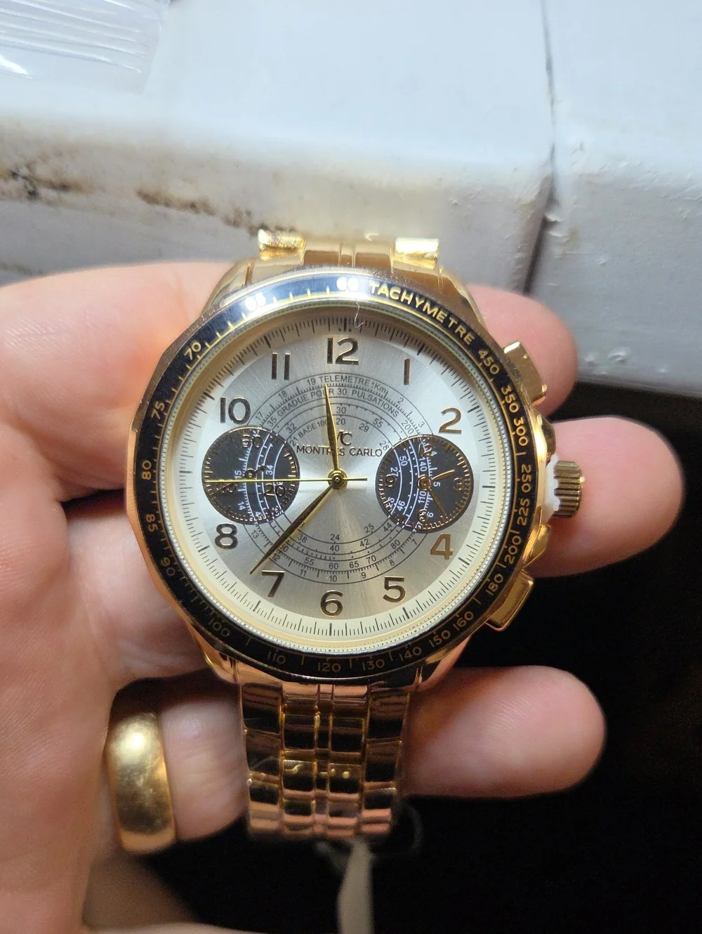 Monte Carlo Gold-Tone Tachymetre Chronograph Watch